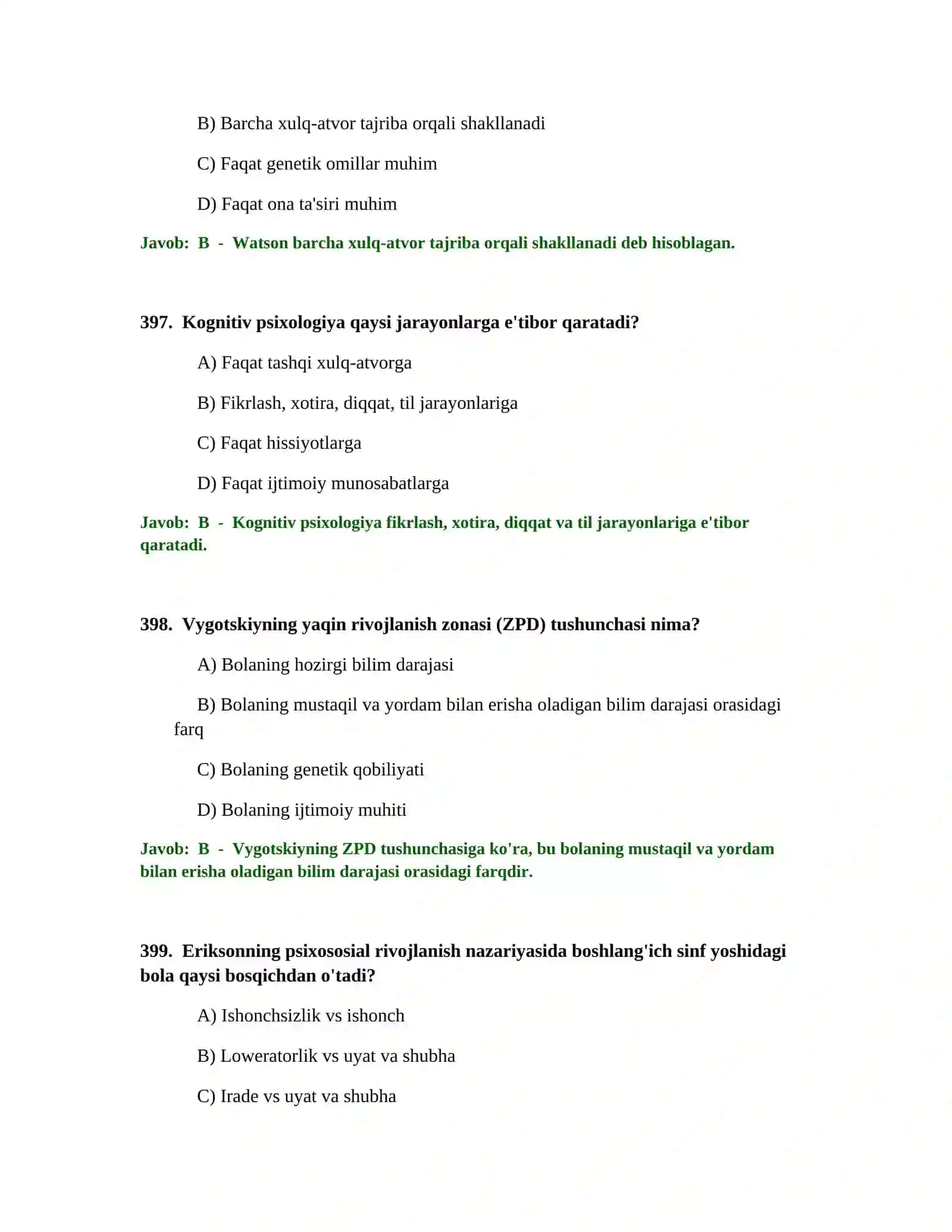BOSHLANG'ICH TA'LIM O'QITUVCHISI TEST SINOVLARI 3