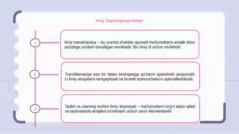 Ilmiy Transkripsiya, Transliteratsiya va Tadbil 3