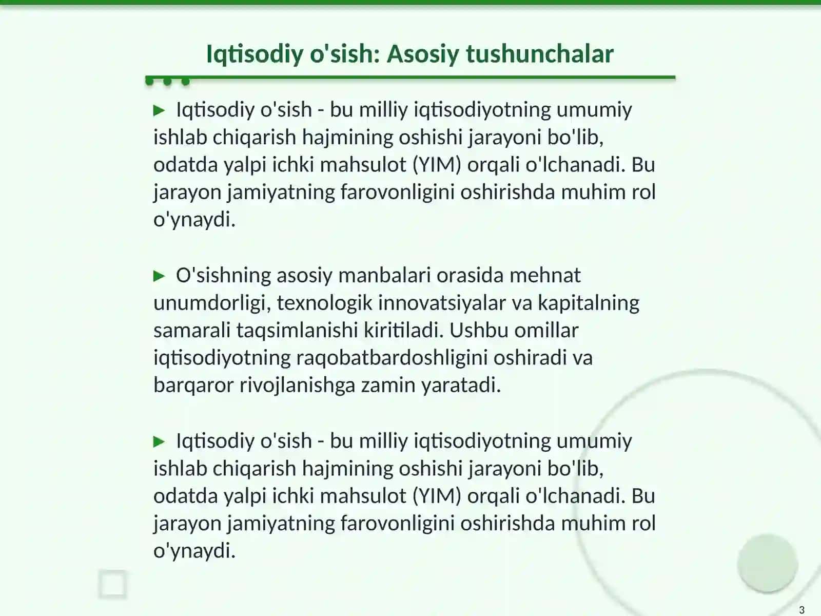 Iqtisodiy usish va uni taminlovchi omillar 3