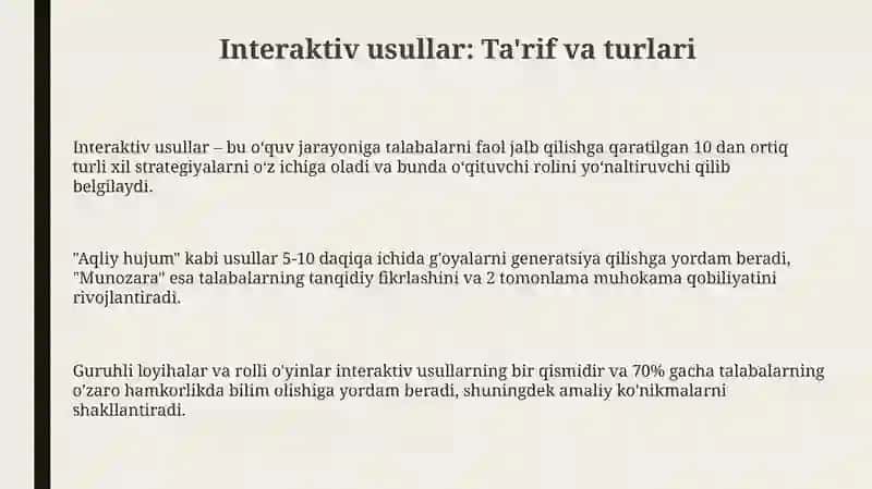 Interaktiv usullar: Ta'rif va turlari 3