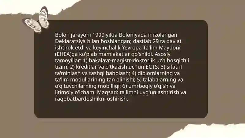 Oliy taʼlim va Bolon jarayonlari 3