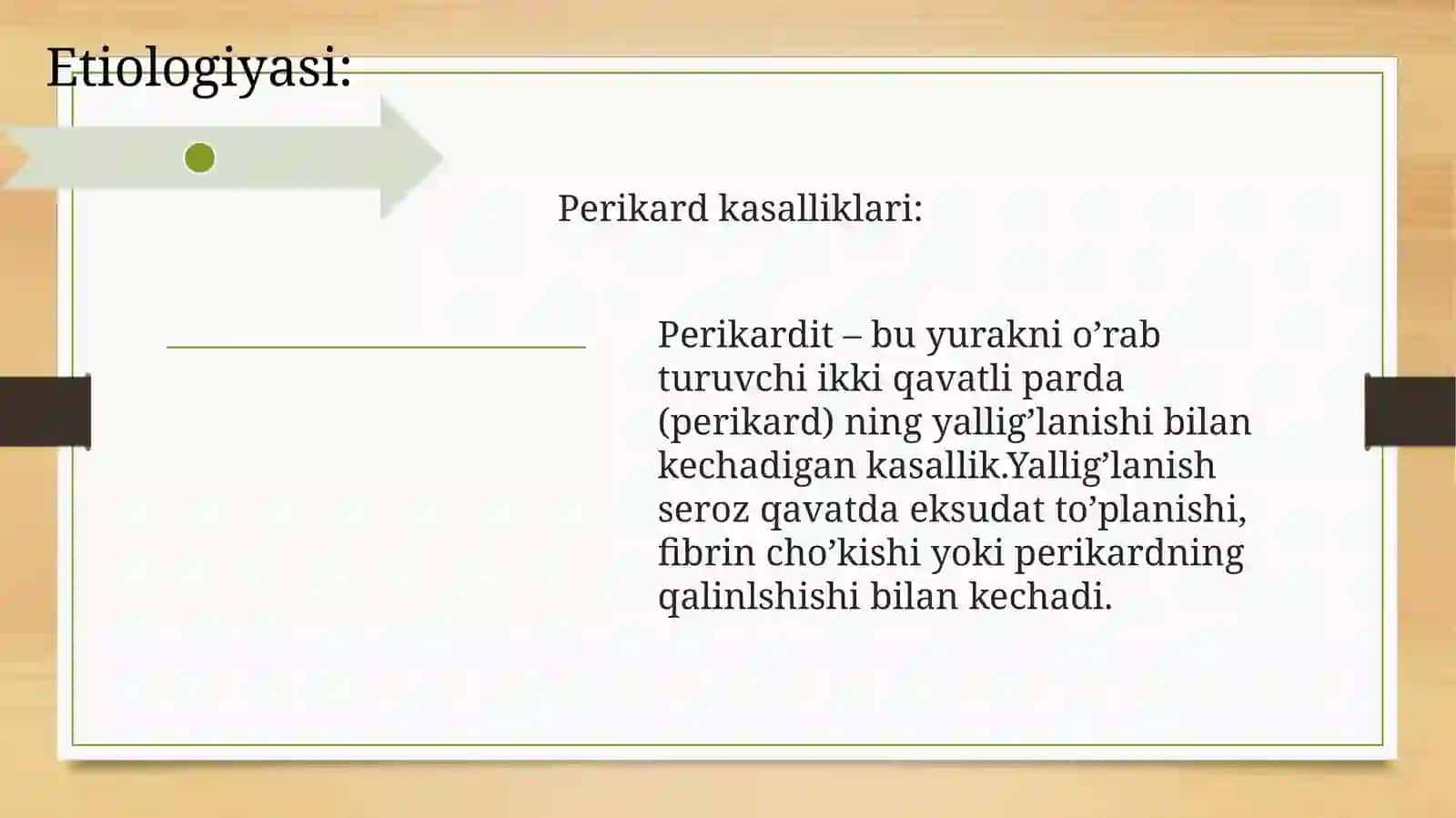 Perikard kasalliklari.Yurak o’smalari.Yurak transplantatsiyasi. 3