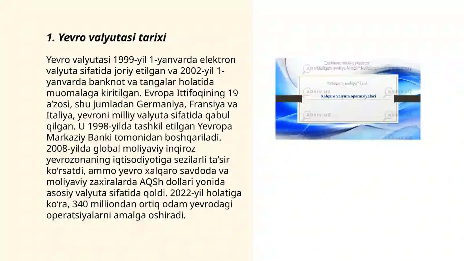 Yevro valyuta bozoridagi operatsiyalar 3