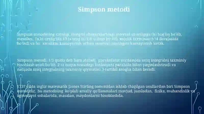 Aniq integrallarni taqribiy hisoblash 3