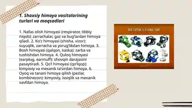 Shaxsiy himoya vositalari 3