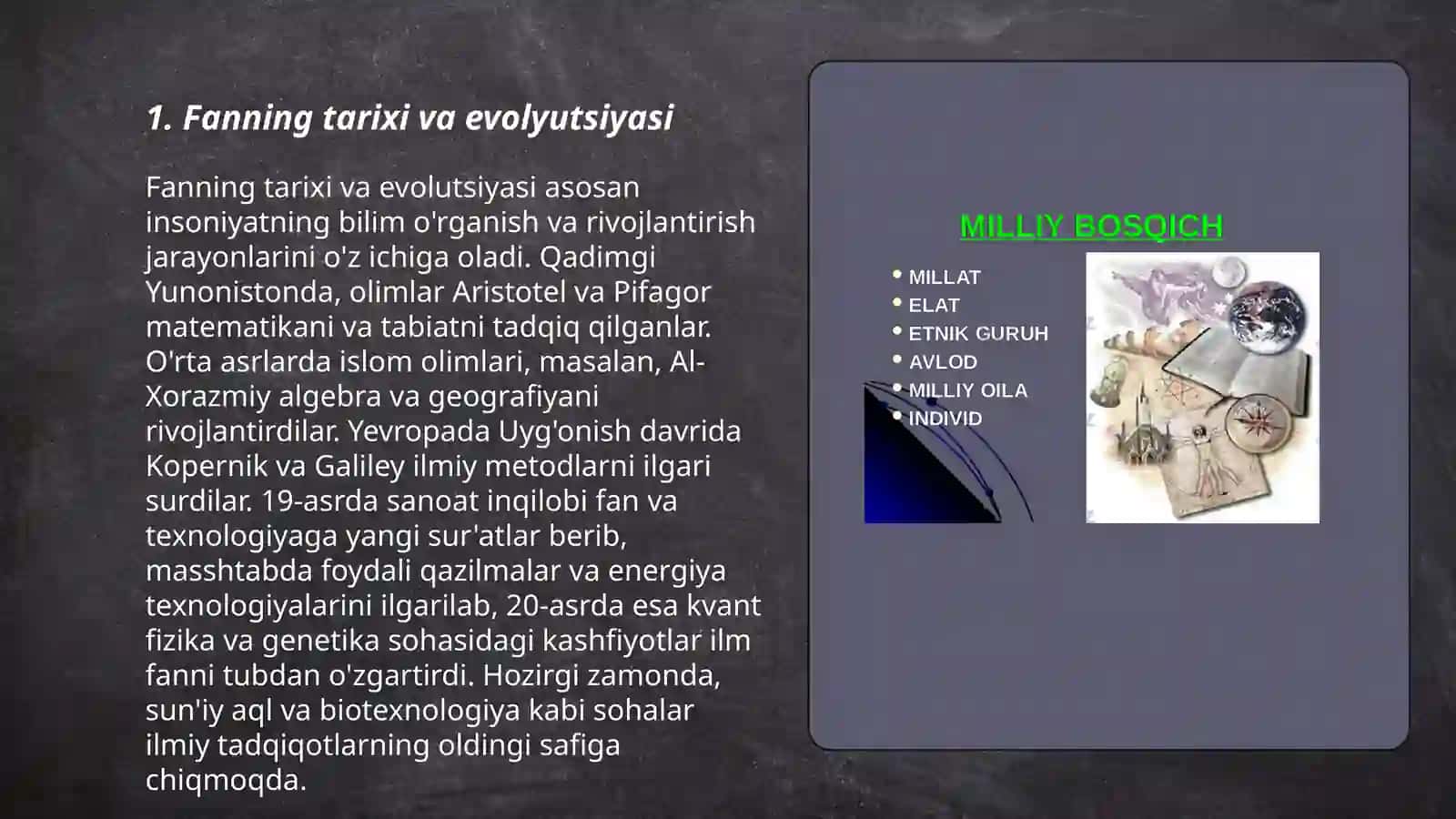 Fanning tarixi va uni o'rganish yondashuvlari 3
