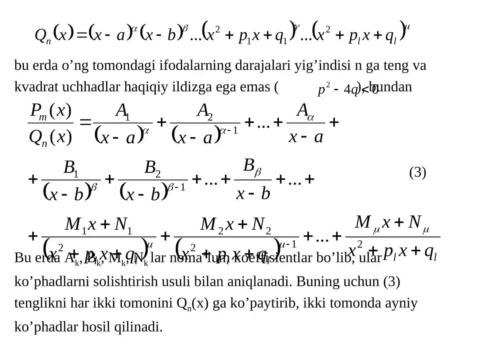 9-Ma’ruza. Kasr ratsional funksiyani integrallash 3