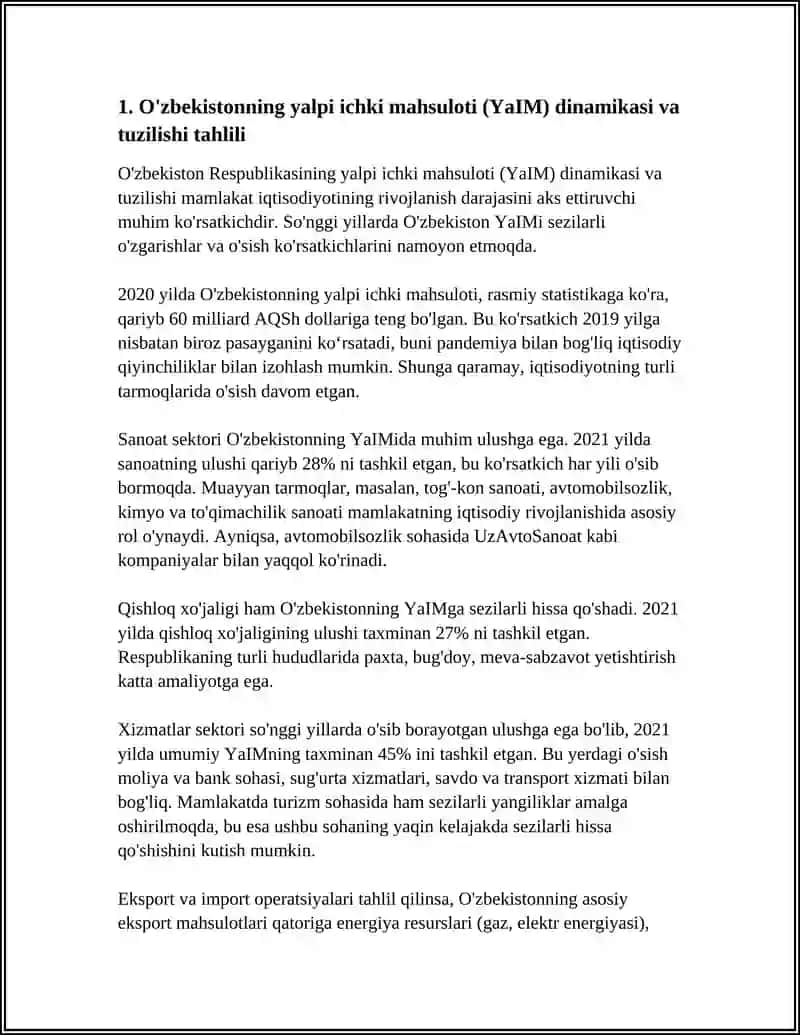 O'ZBEKISTON RESPUBLIKASINING MAKROIKTISODIY KO'RSATKICHLARI TAXLILI 3