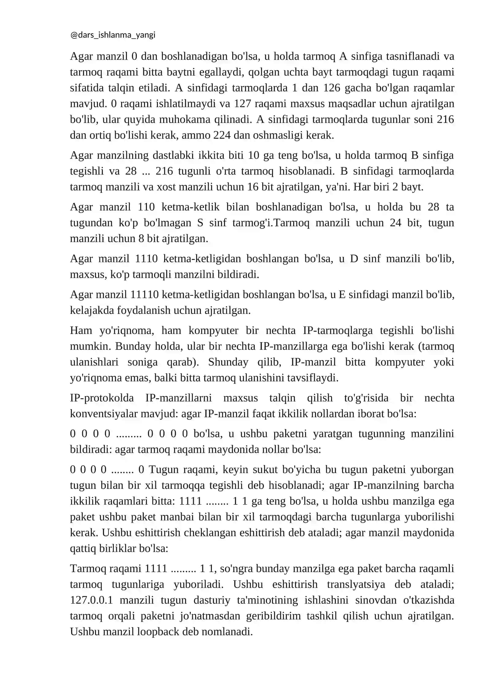 IP-ADRESLASHDA MASKALARDAN FOYDALANISH 3