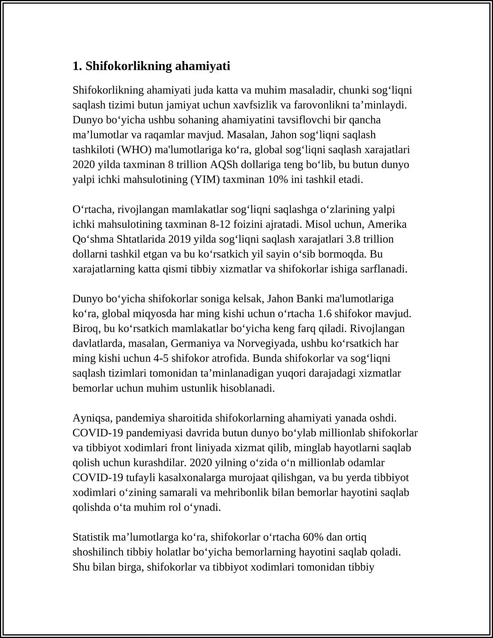 MENING KASBIM - SHIFOKORLIK 3