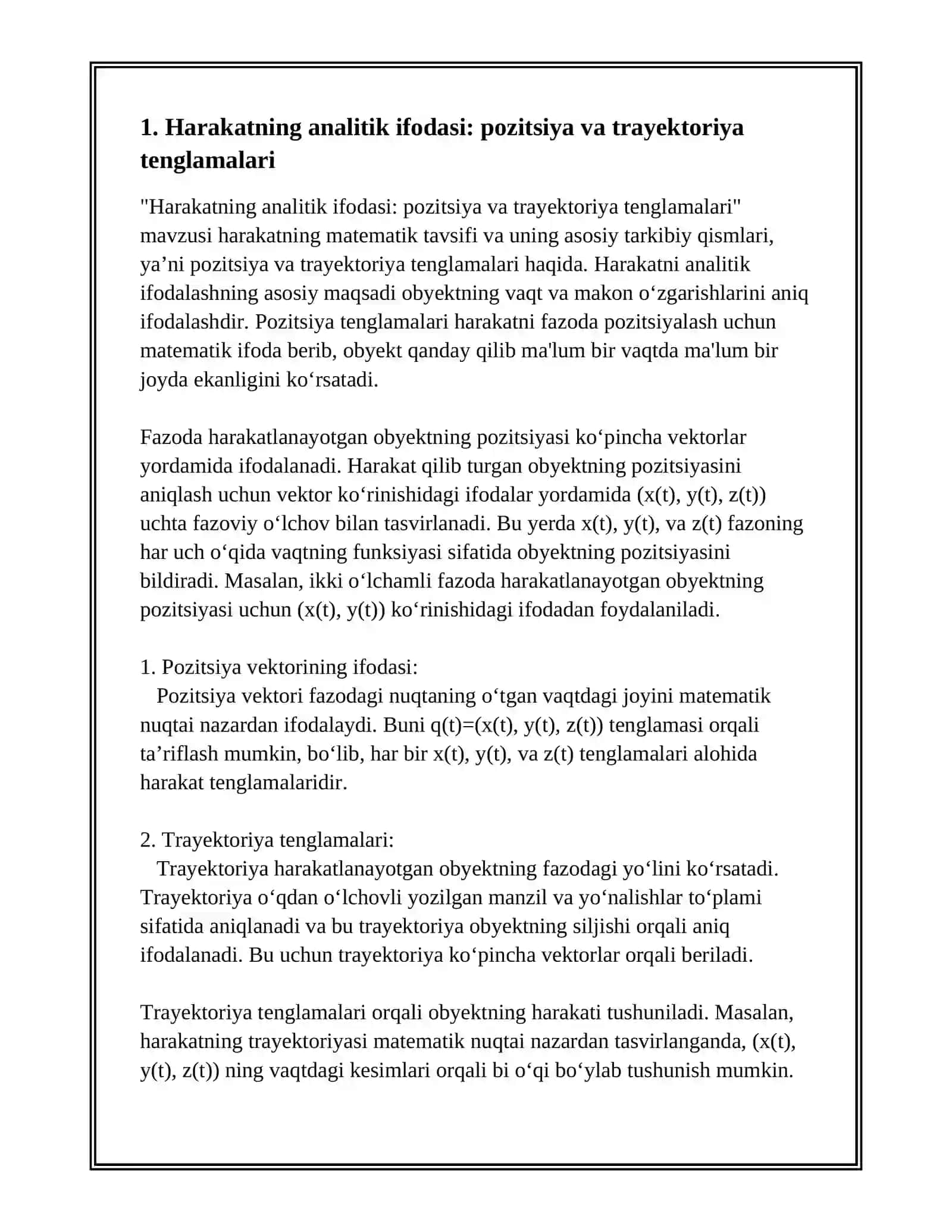 HARAKATNING ANALETIK IFODASI 3