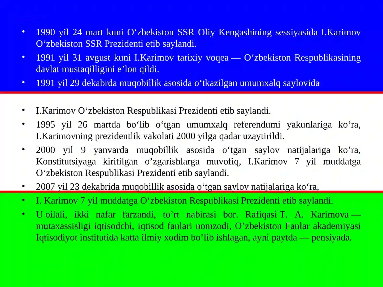 I. Karimovni Oʻzbekiston Respublikasi Prezidenti etib saylanishi 3