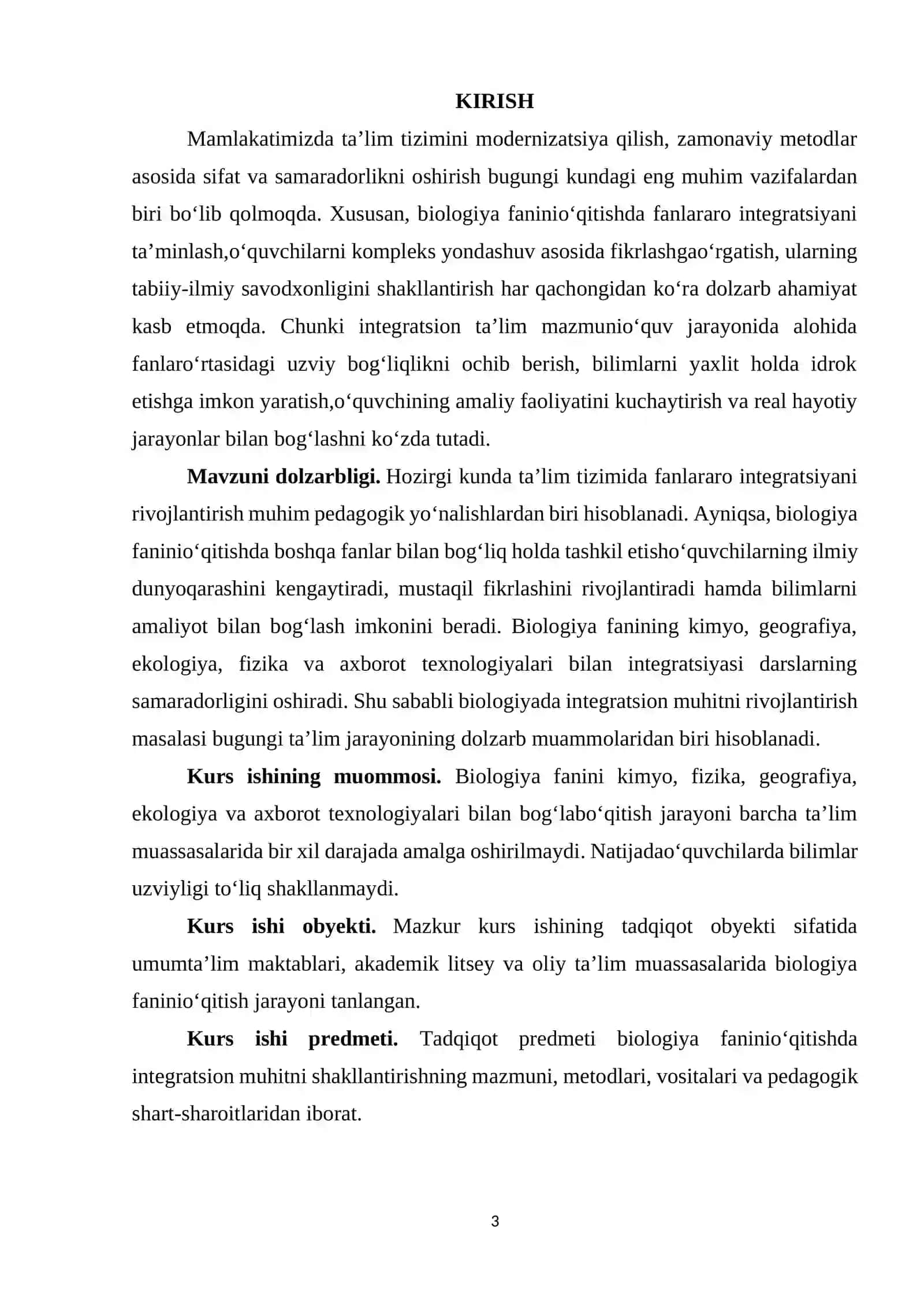 BIOLOGIYADA INTEGRATSION TA'LIM MUHITINI SHAKLLANTIRISH USULLARI 3
