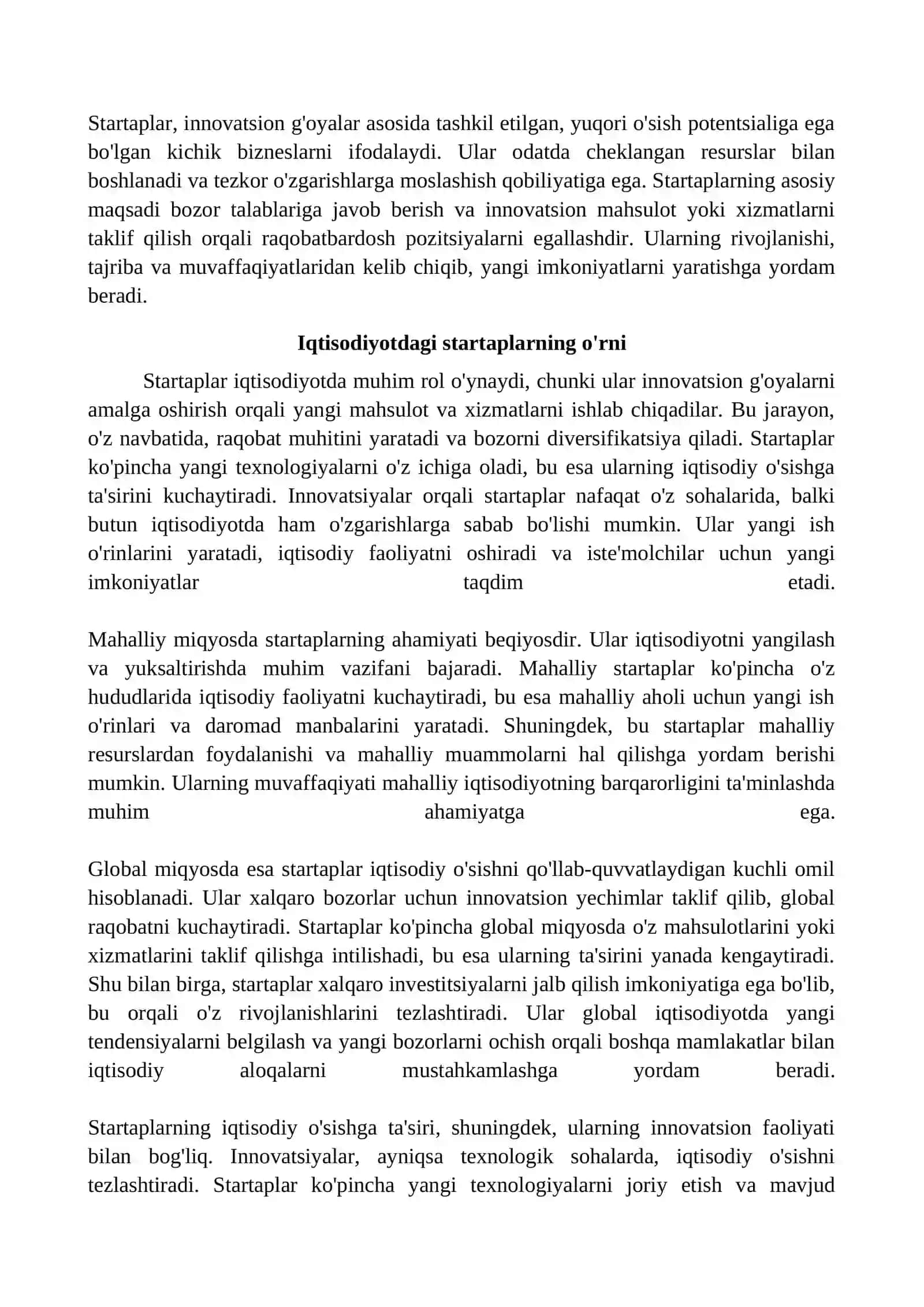 Startaplar va ularning iqtisodiyotdagi roli 3
