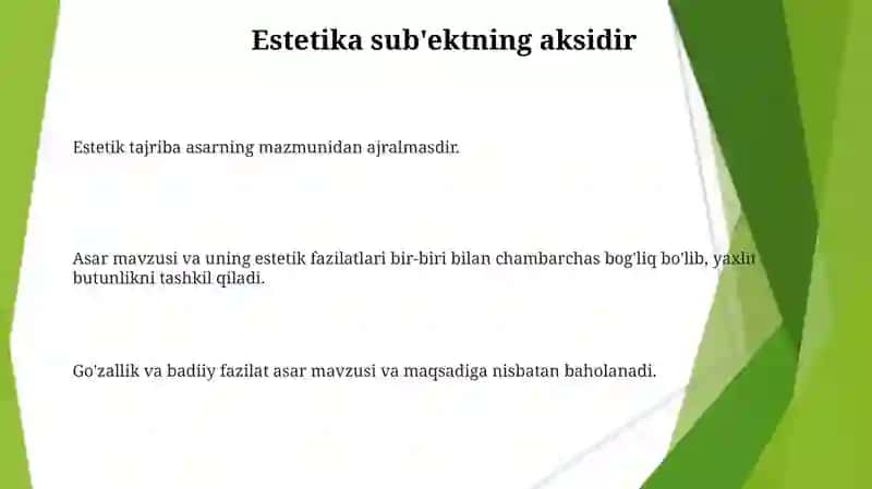 Badiiy asar gʻoyasi Mavzu va estetik edilar 3
