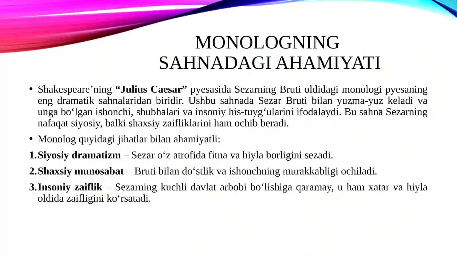 Yuliy Sezar Brut monologi 3