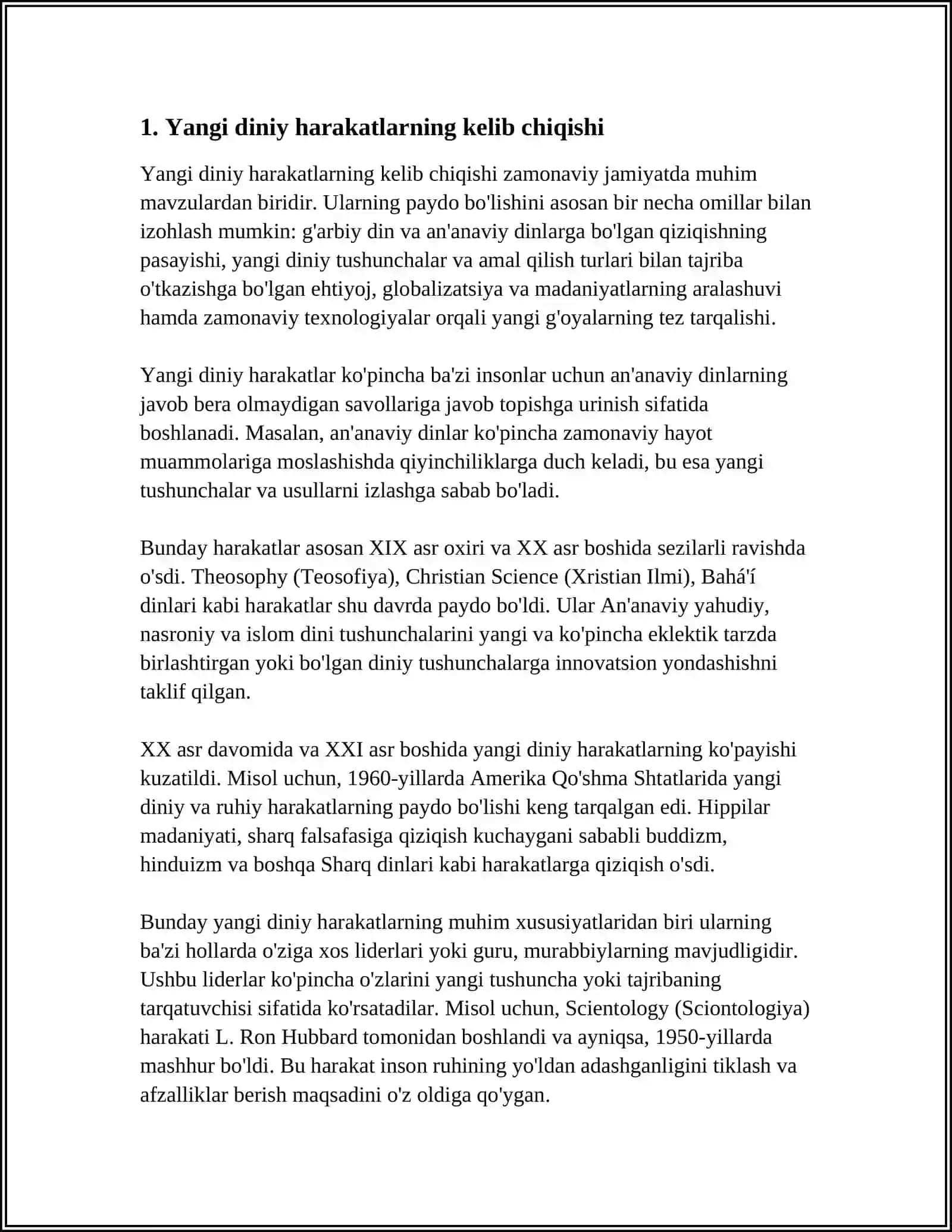 YANGI DINIY HARAKATLAR VA SEKTALAR 3