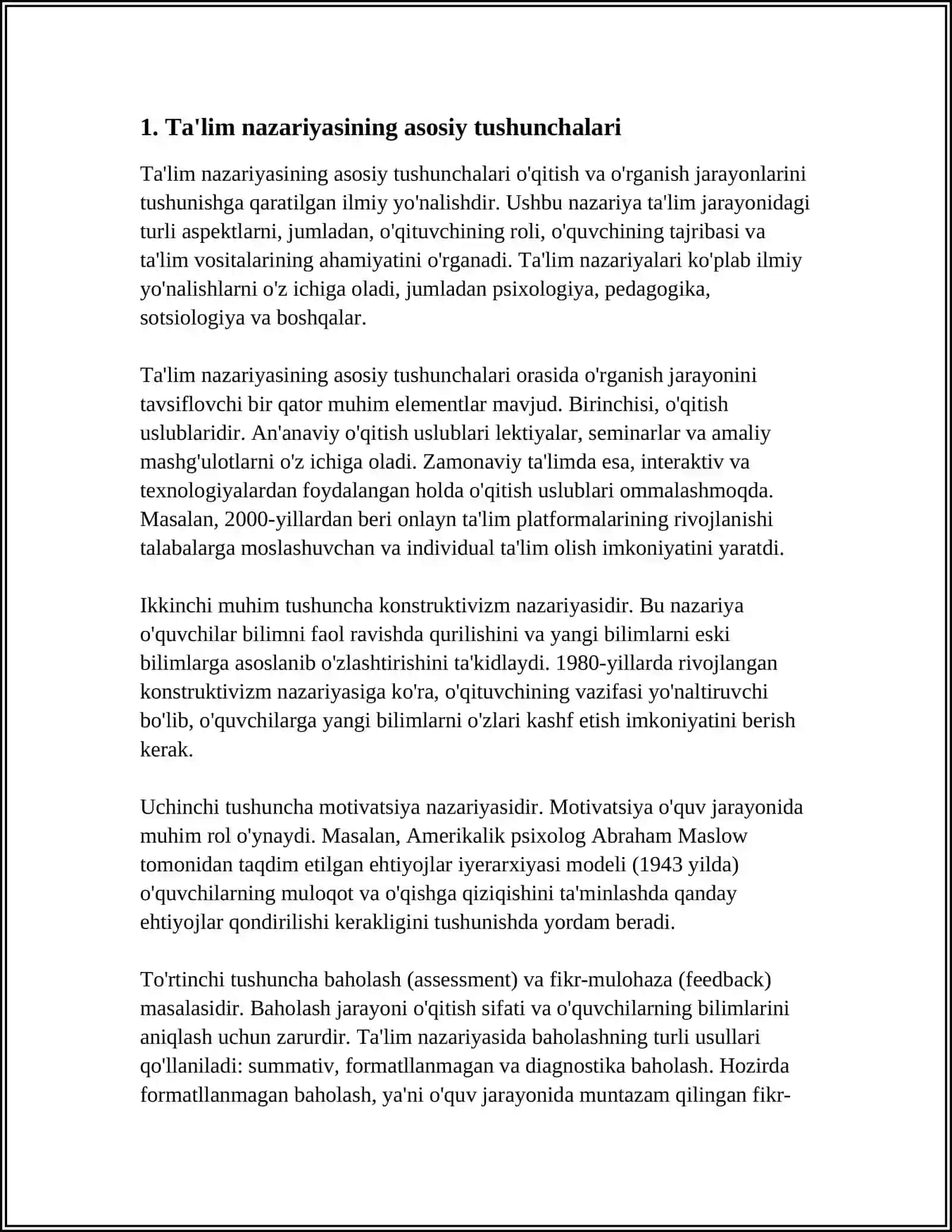 Ta'lim nazariyasining asosiy tushunchalari 3