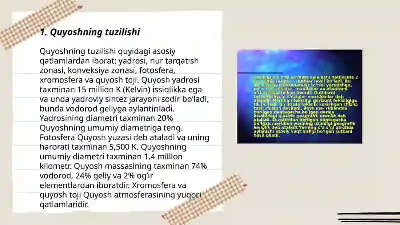 Quyosh va uning oʻziga xos xususiyatlari 3