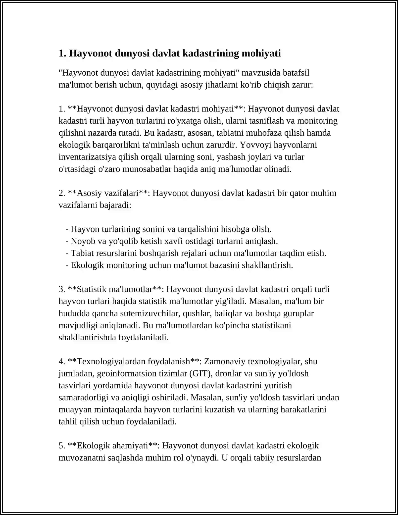 HAYVONOT DUNYOSI DAVLAT KADASTRI 3