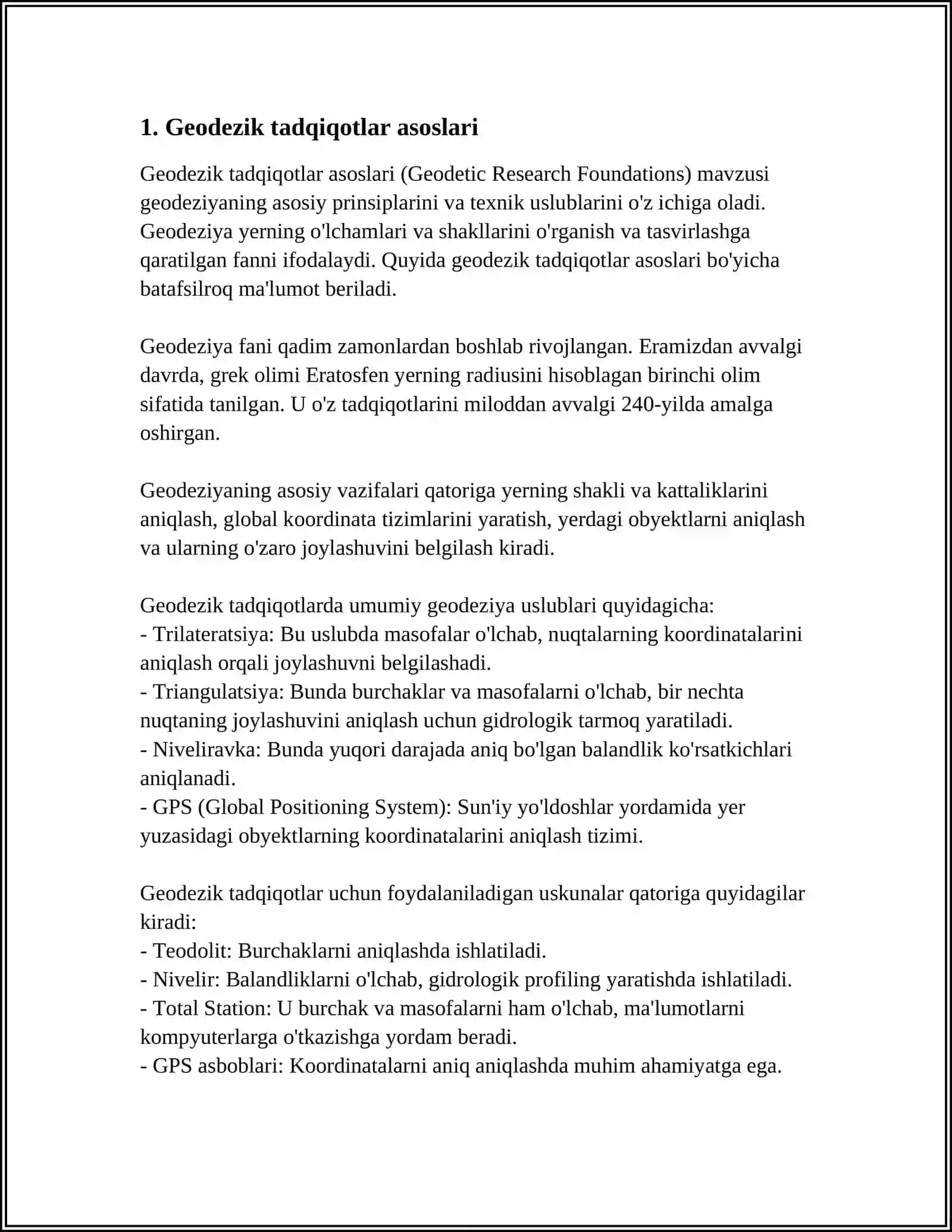 Geodezik tadqiqotlar asoslari 3