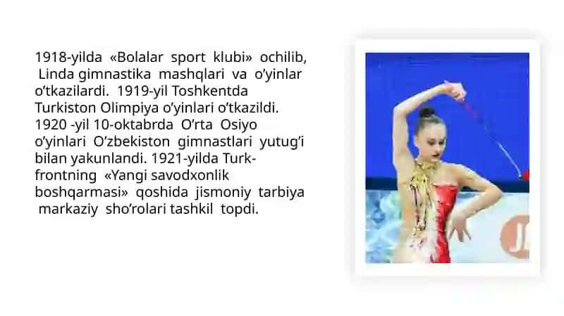 O'zbekiston gimnastikasining rivojlanishi tarixi 3