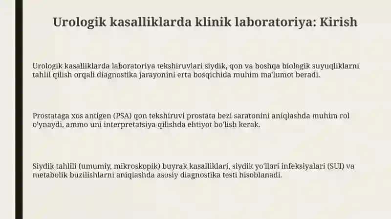 Urologik kasalliklarda klinik laboratoriya 3