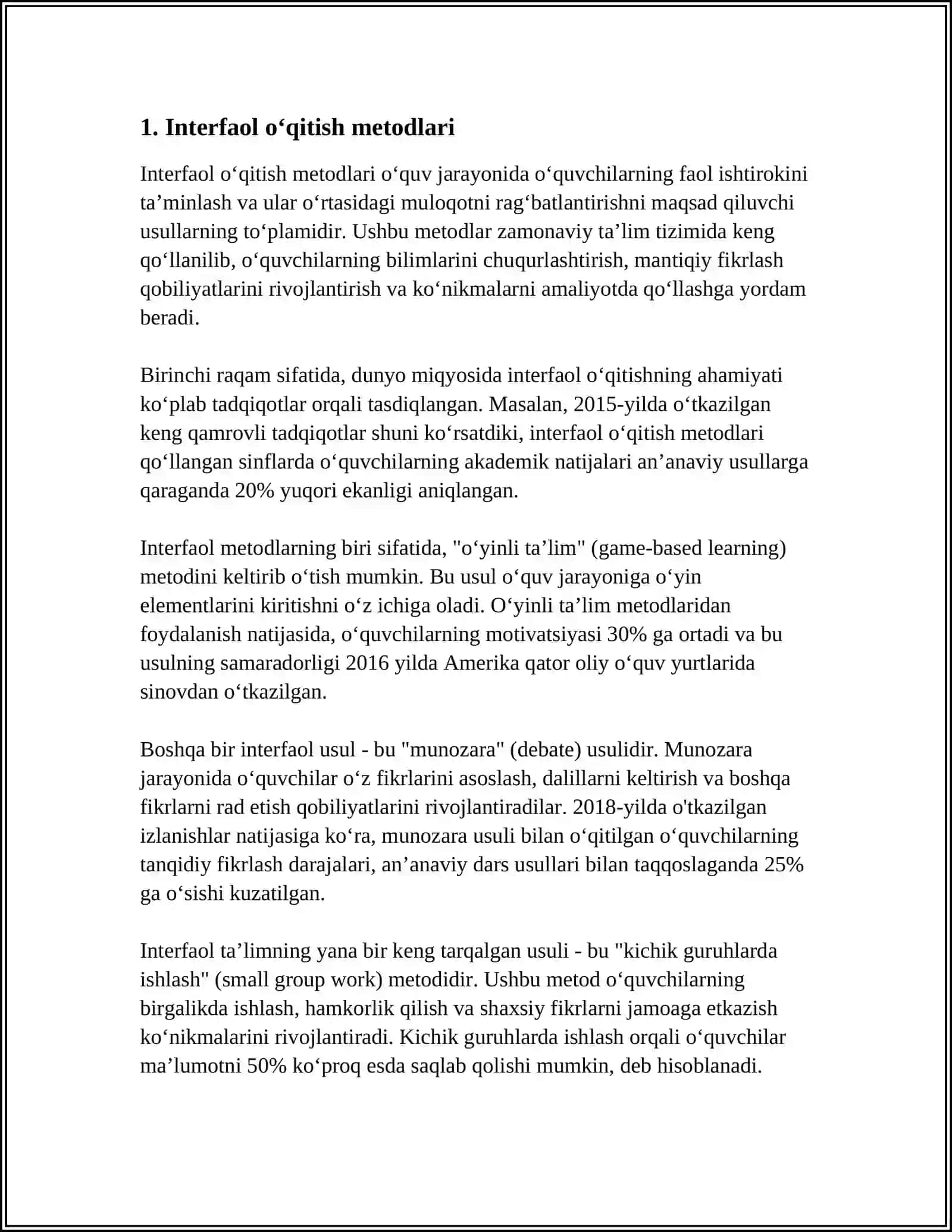 O‘QITISHNING AMALIY METODLAR TURLARI VA TAVSIFI 3