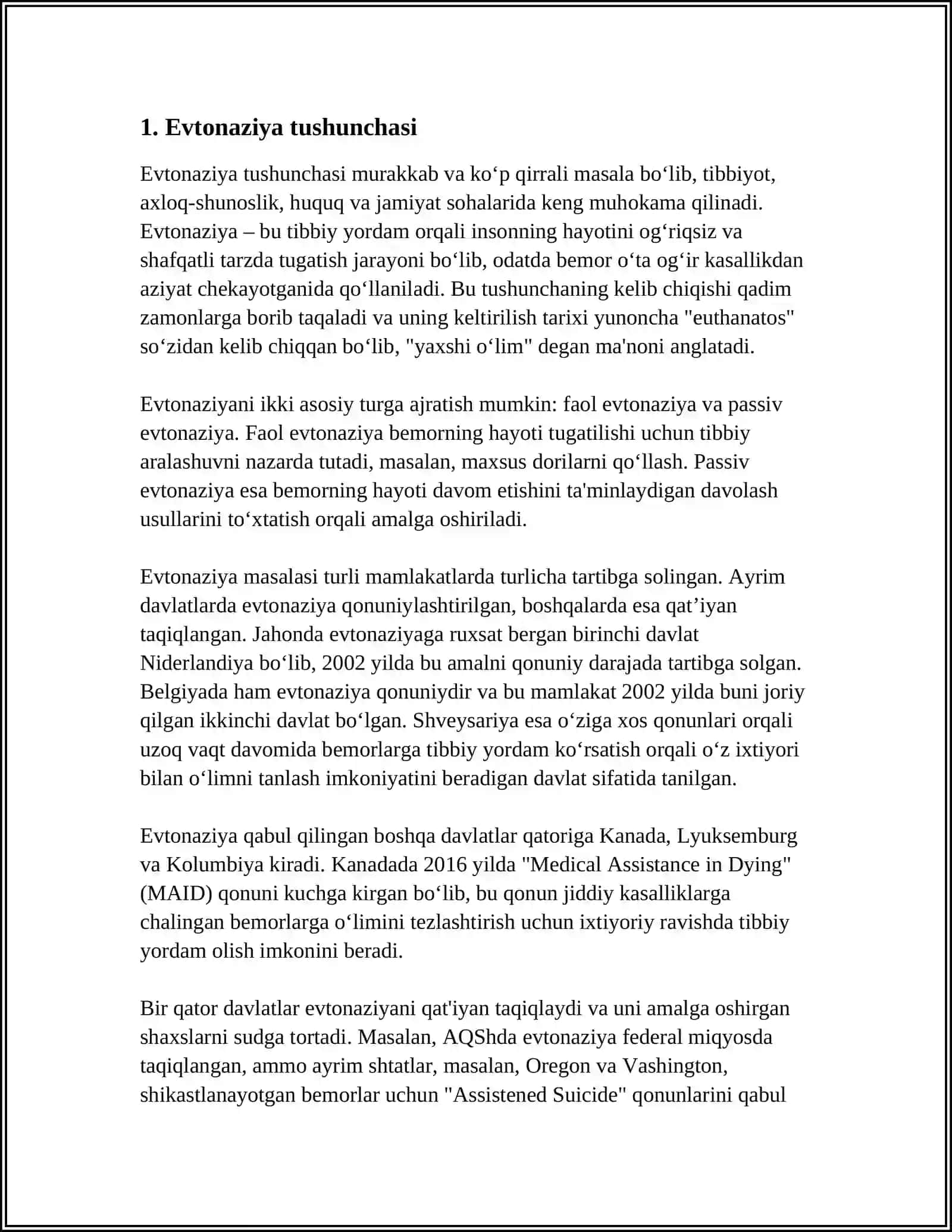ERTANAZIYA TARIXI VA UNING TURLARI 3
