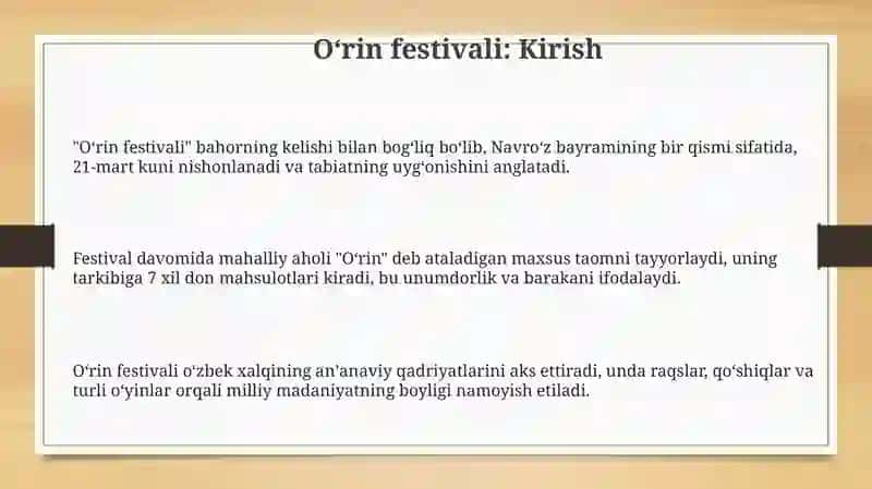 Oʻrin festivali 3