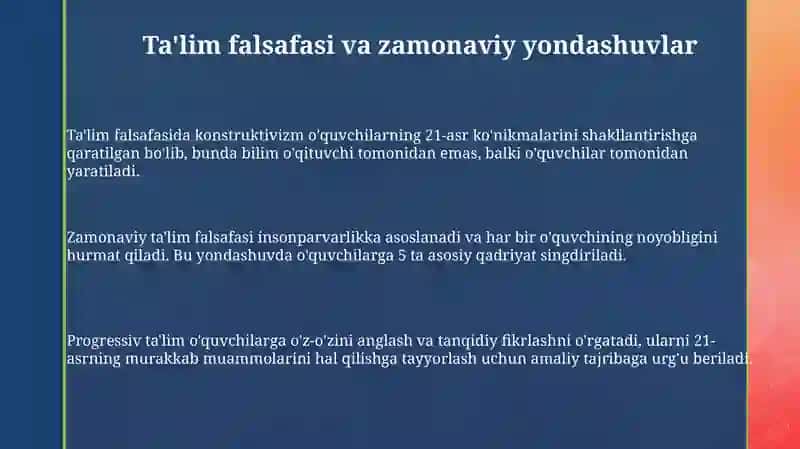 Ta'lim falsafasi va zamonaviy yondashuvlar 3