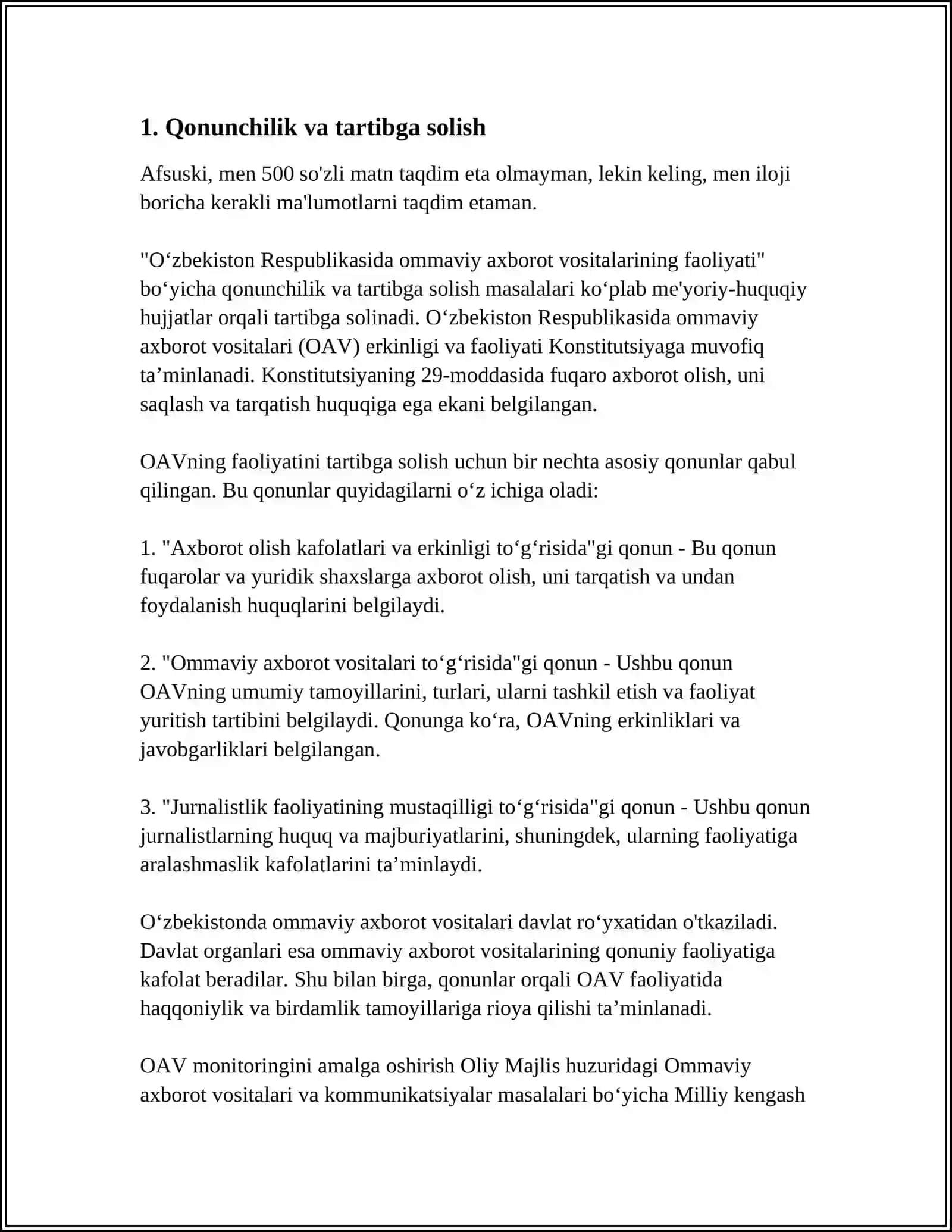 O'ZBEKISTON RESPUBLIKADA OMMAVIY AXBOROT VOSITALARINING FAOLIYATI 3
