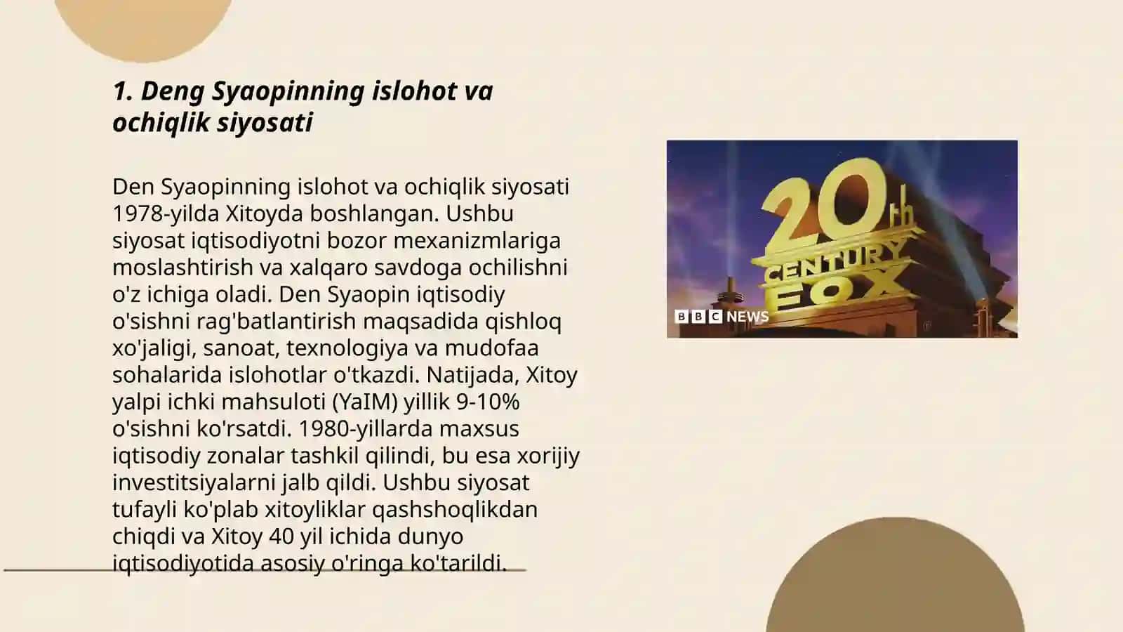 Deng Syaopinning islohot va ochiqlik siyosati 3