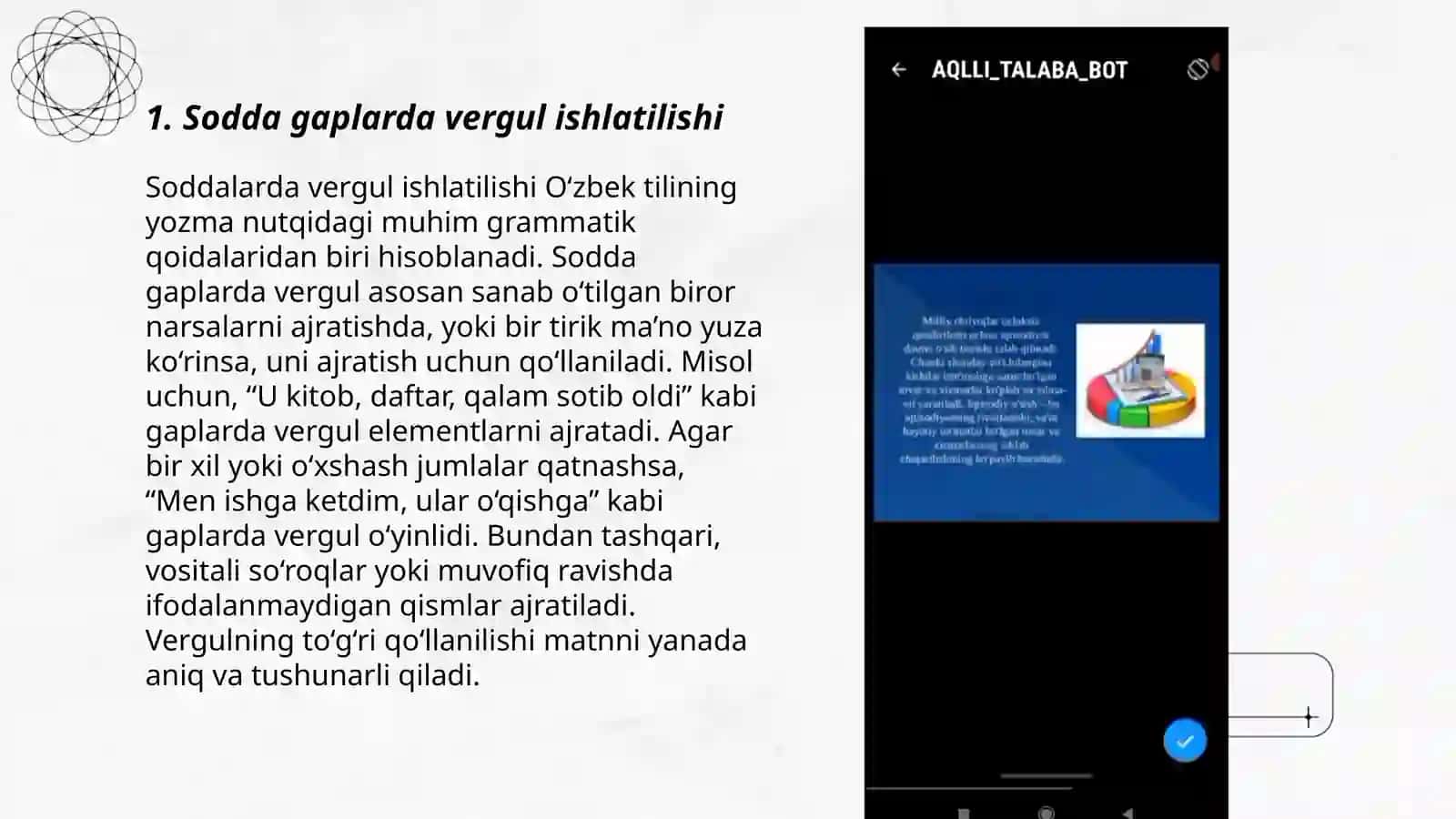 Sodda gaplarda vergul ishlatilishi 3