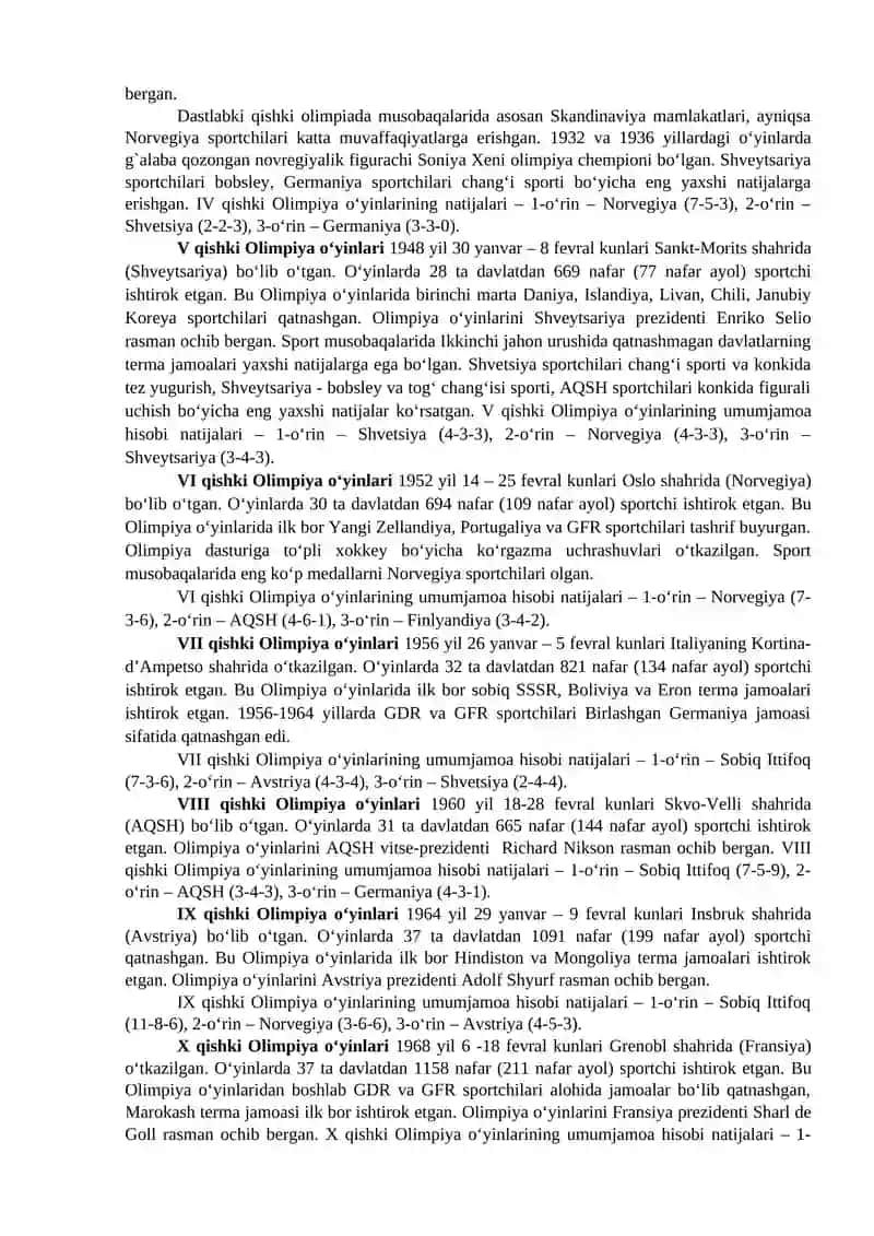 QISHKI OLIMPIYA O‘YINLARI 3