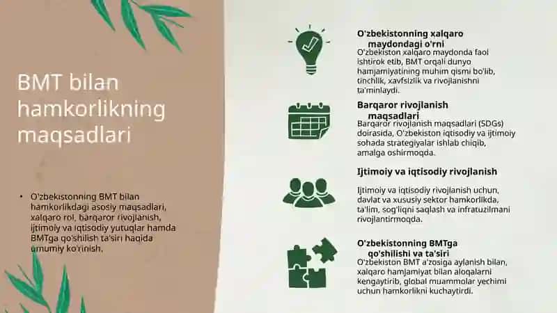 O‘zbekiston respublikasini BMT bilan hamkorligi 3