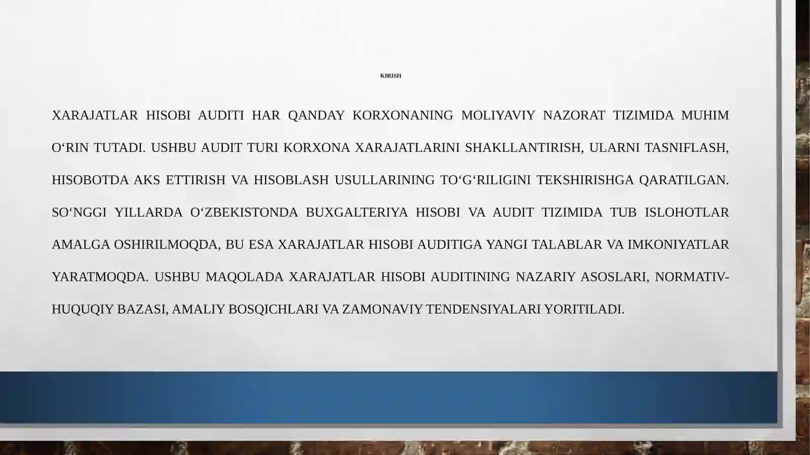 Xarajatlar hisobi auditini o‘tkazish metodikasi 3