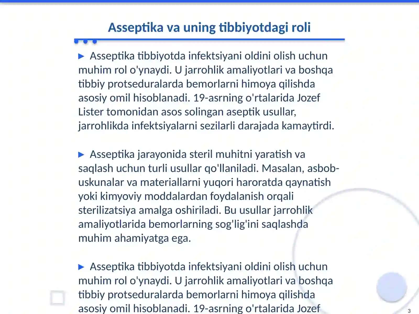 Tibbiyot Kasbiga Kirish fani 3