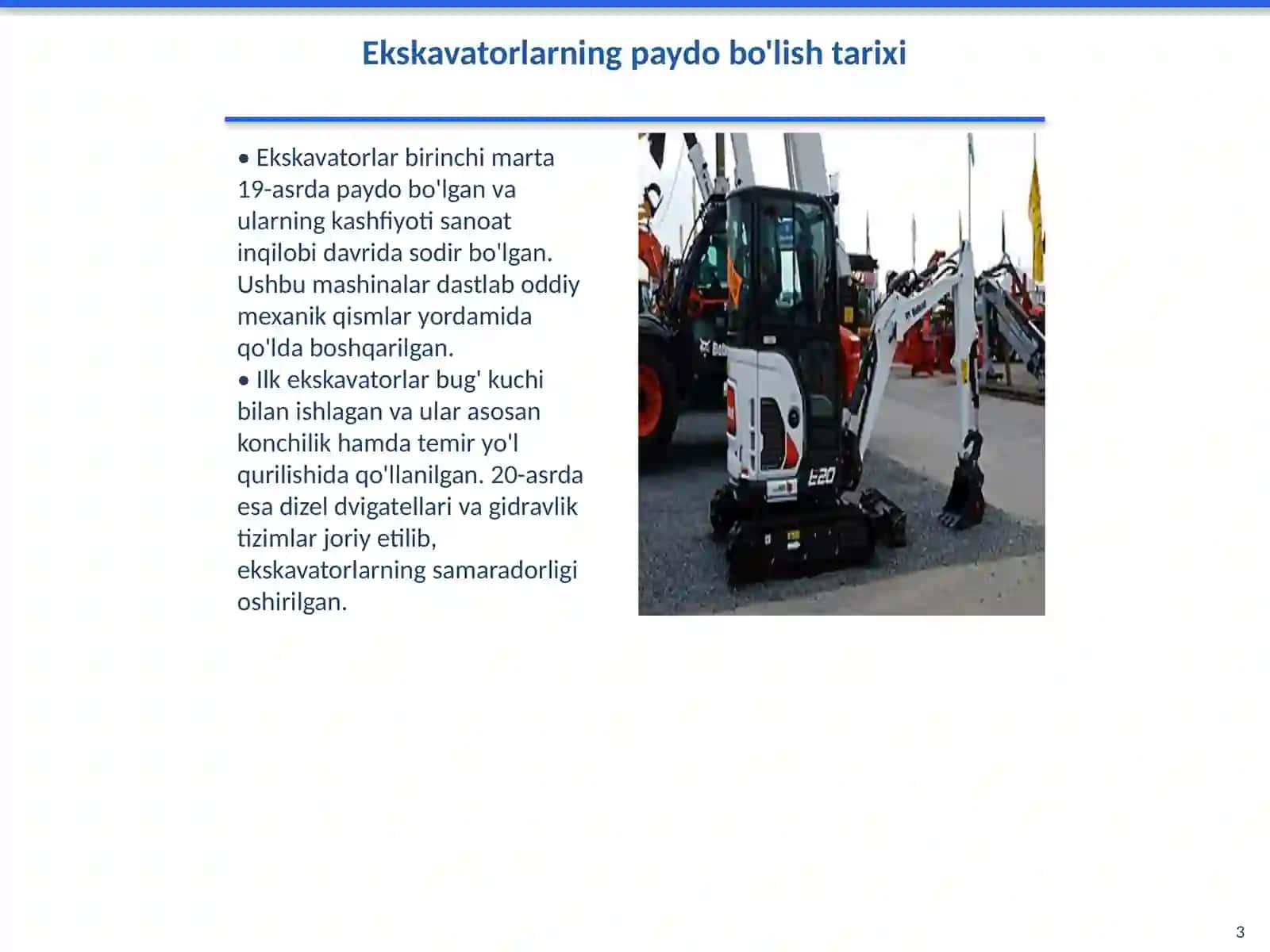 Ekskavator haqida malumot 3