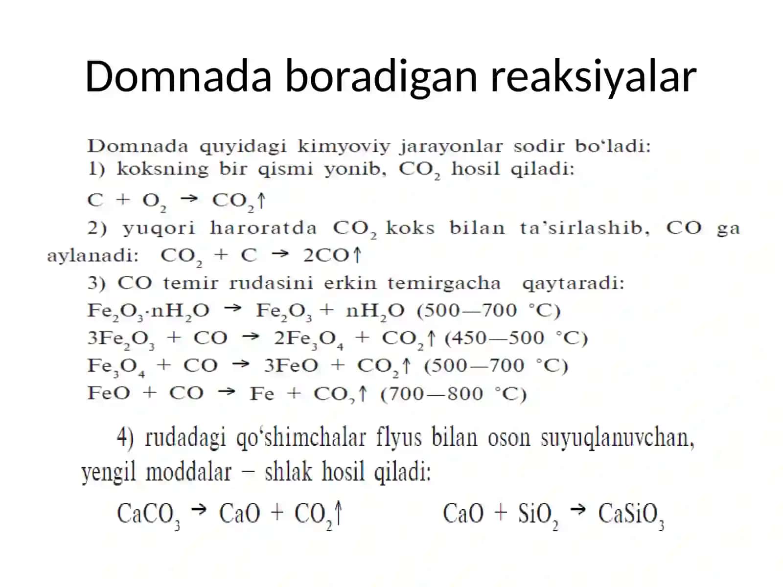Sanoatdacho’yanvapo’latishlabchiqarishdaboradigankimyoviyreaksiyalar 3