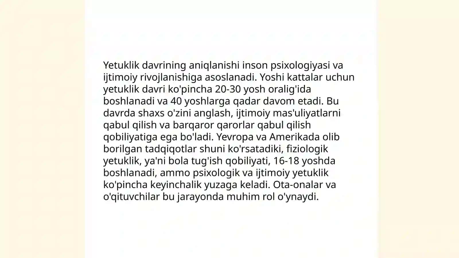 Yetuklik davrining bosqichlari 3