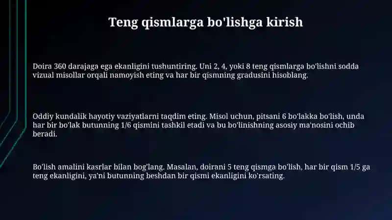 Doirani teng qismlarga bo'lish 3