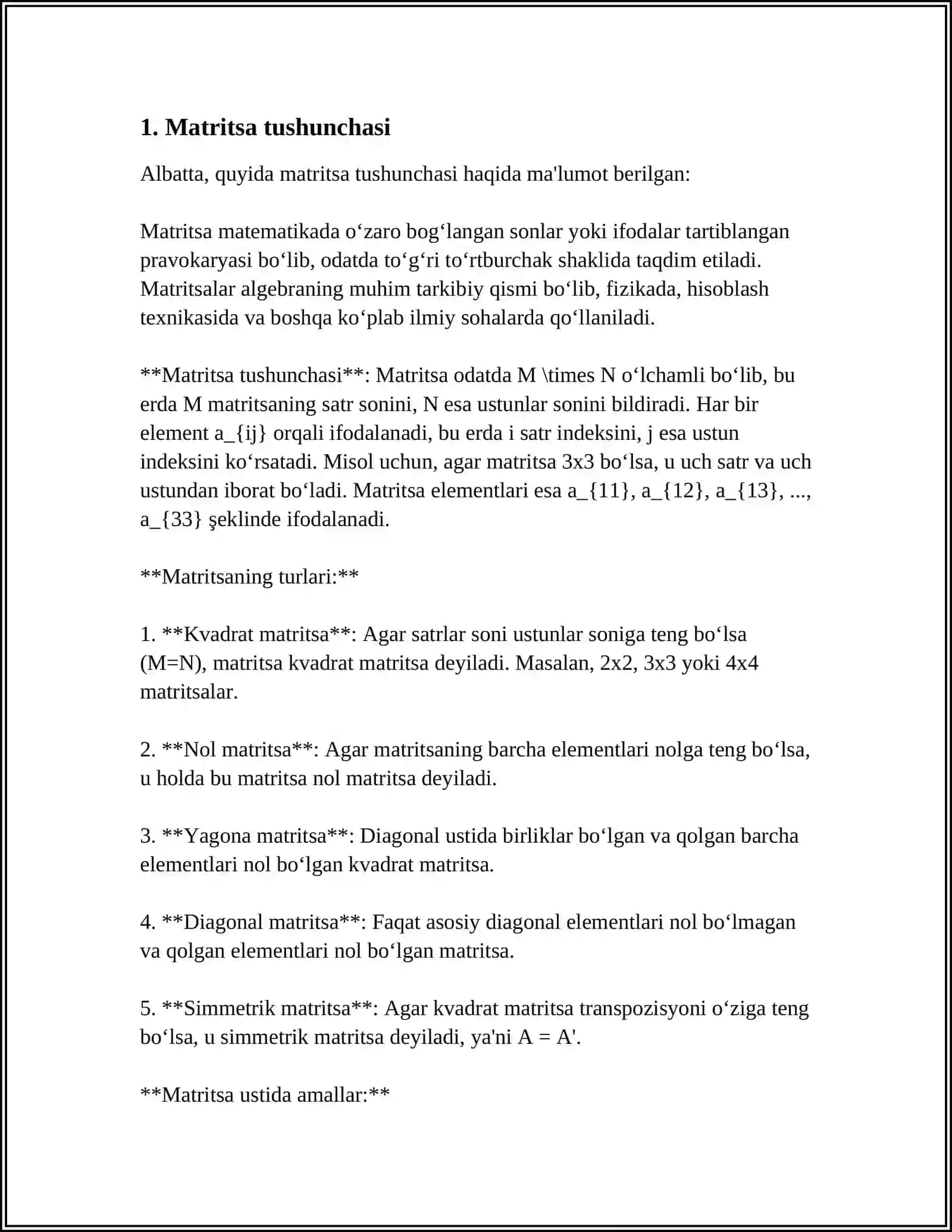 MATRITSA RANGI VA UNI TOPISH.TESKARI MATRITSA 3
