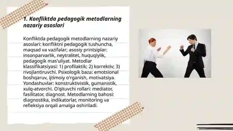 Konfliktda pedagogik usullarini ishlab chiqish va amalga oshirish 3