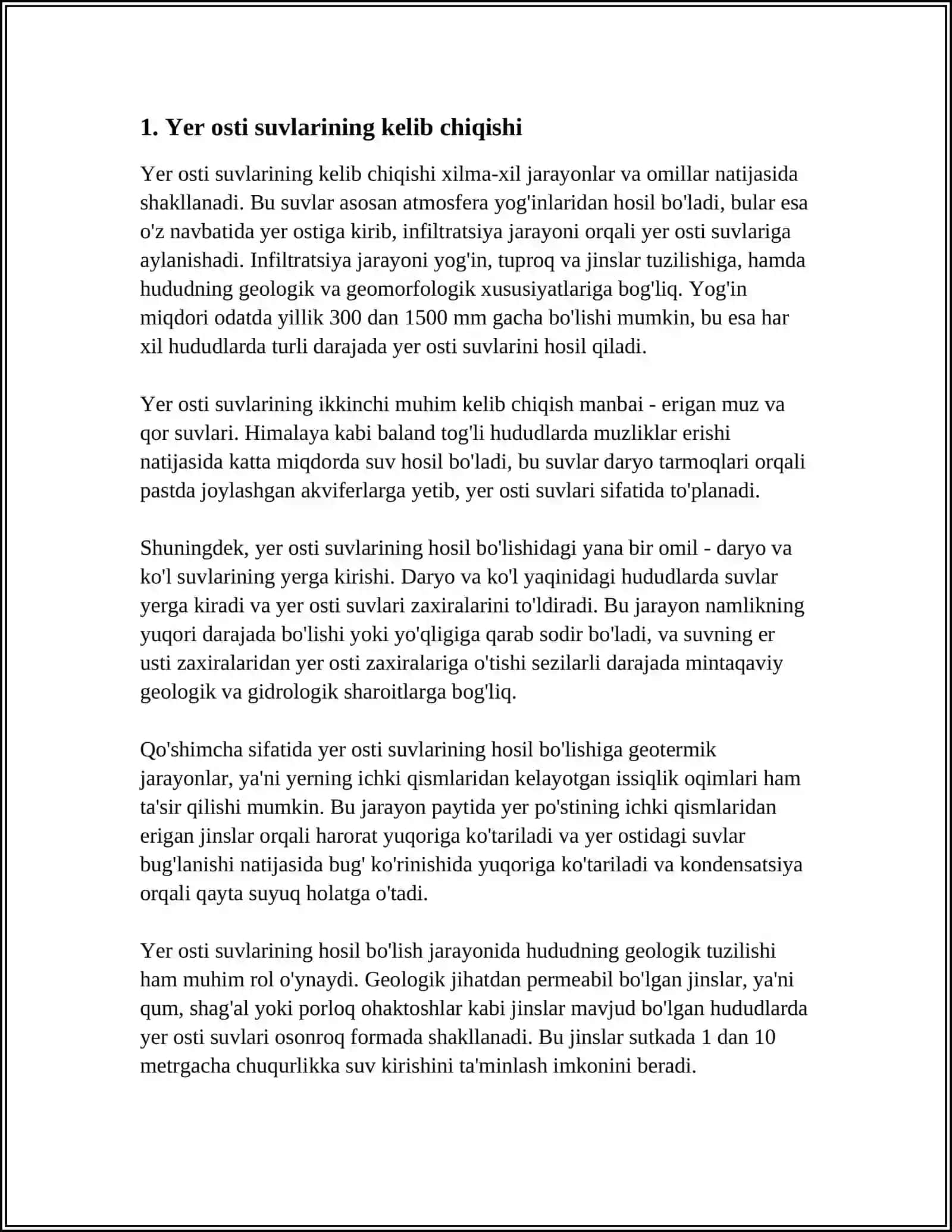 YER OSTI SUVLARINING GEOLOGIK FAOLIYATI, TURLARI 3