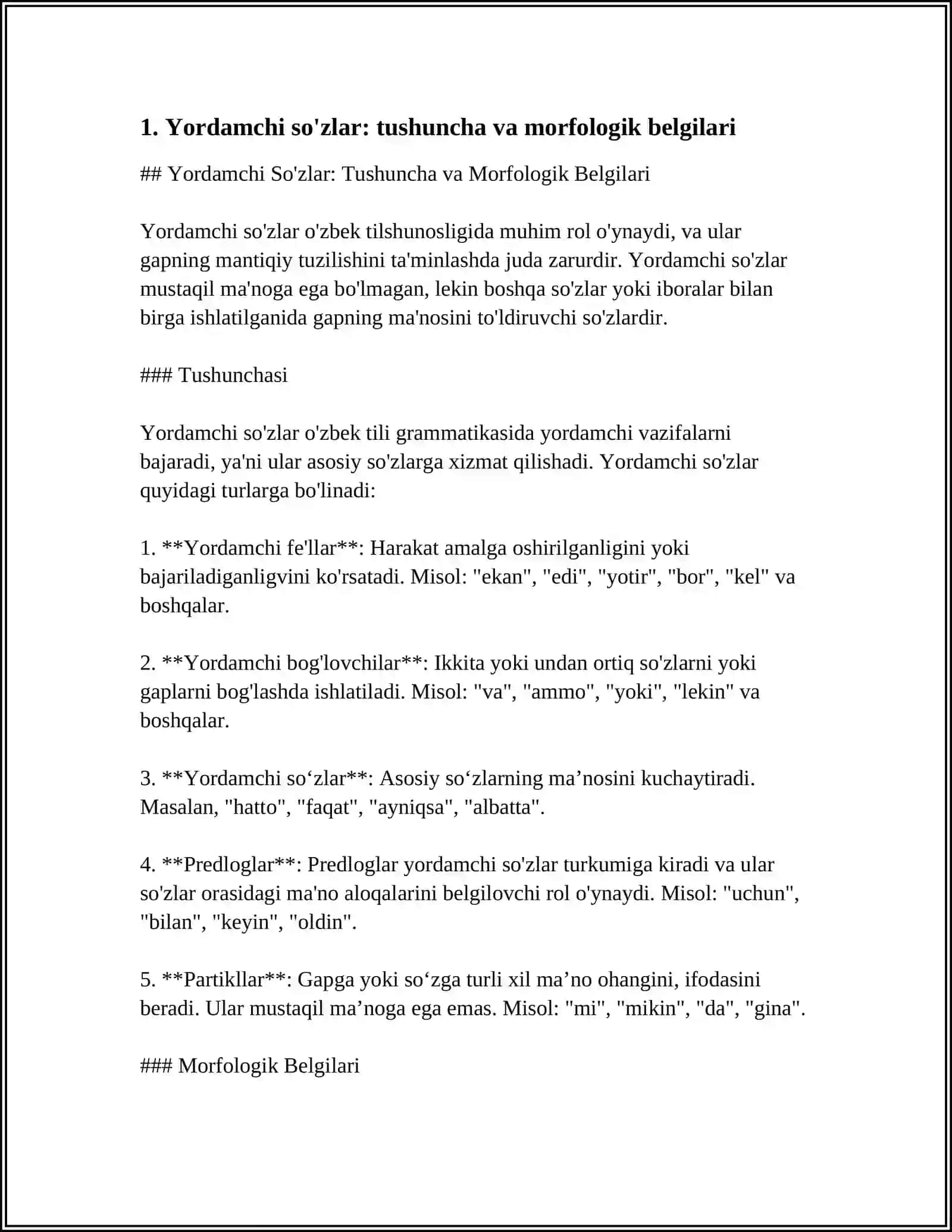 MORFOLOGIYA.YORDAMCHI SO'ZLAR 3