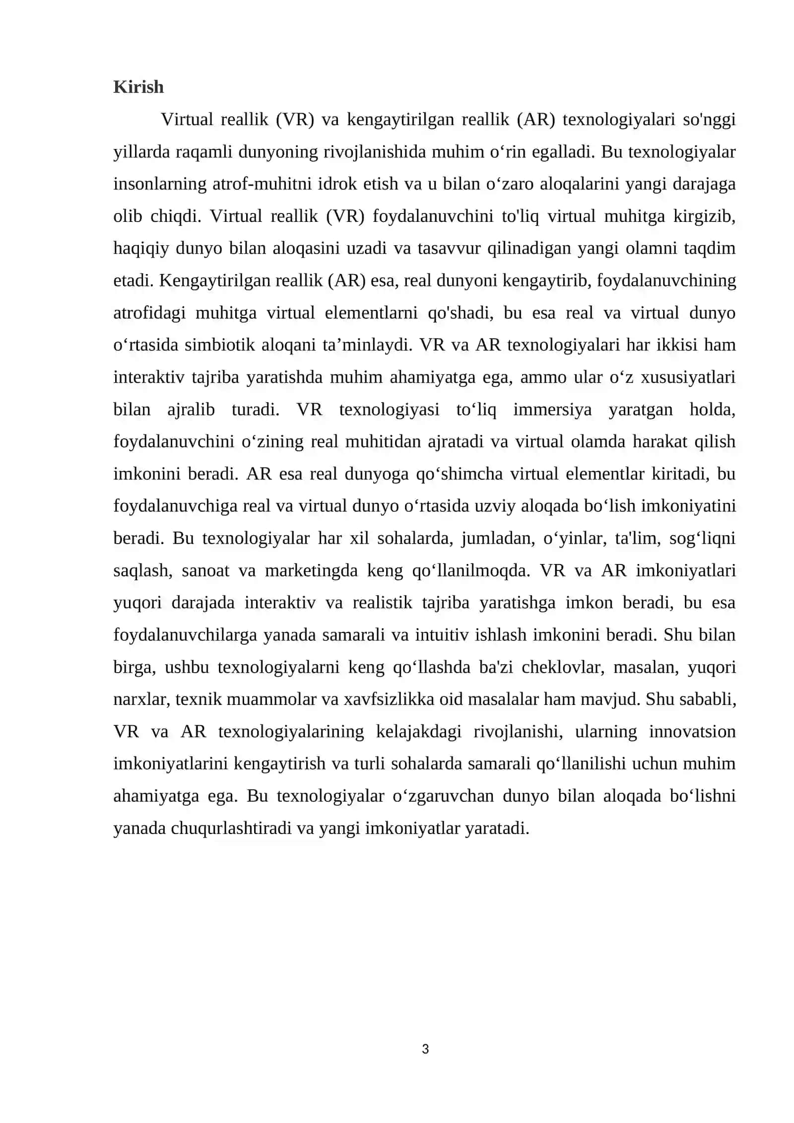 VR (VIRTUAL REALITY) VA AR (AUGMENTED REALITY) TEXNOLOGIYALARINI TIBBIYOTDA QO‘LLASH 3