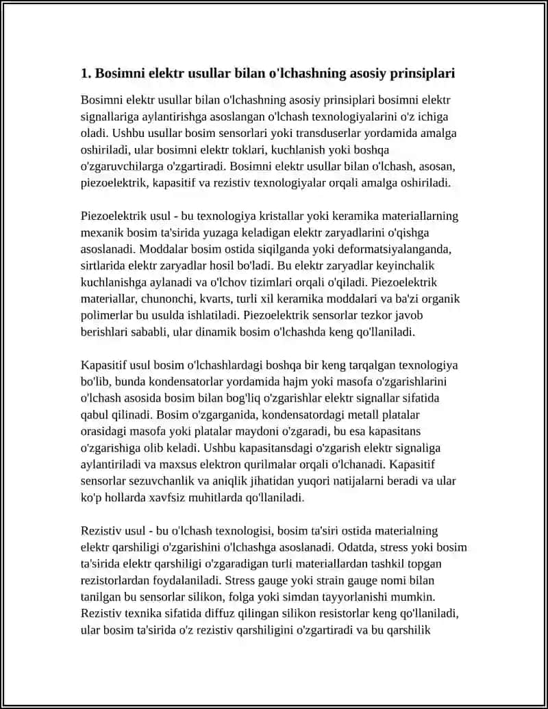 Bosim elektr usullari bilan o'lchash 3