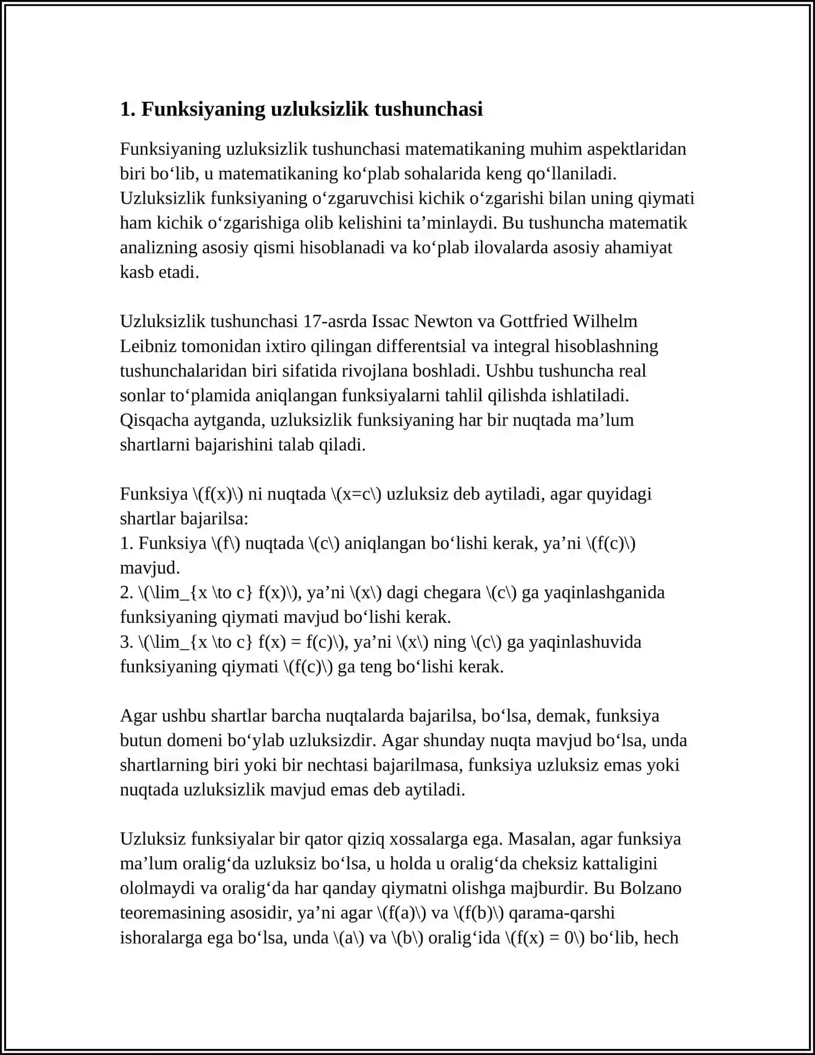 FUNKSIYANING UZLUKSIZ MODULI 3