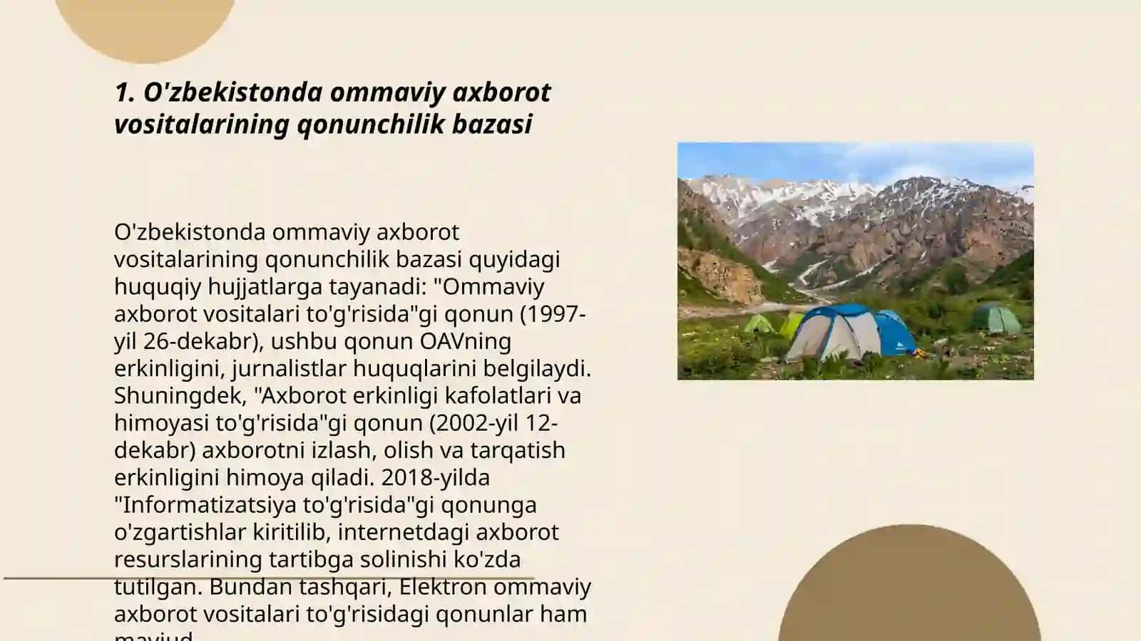 O'zbekistonda Ommaviy Axborot Vositalarining Faoliyati 3
